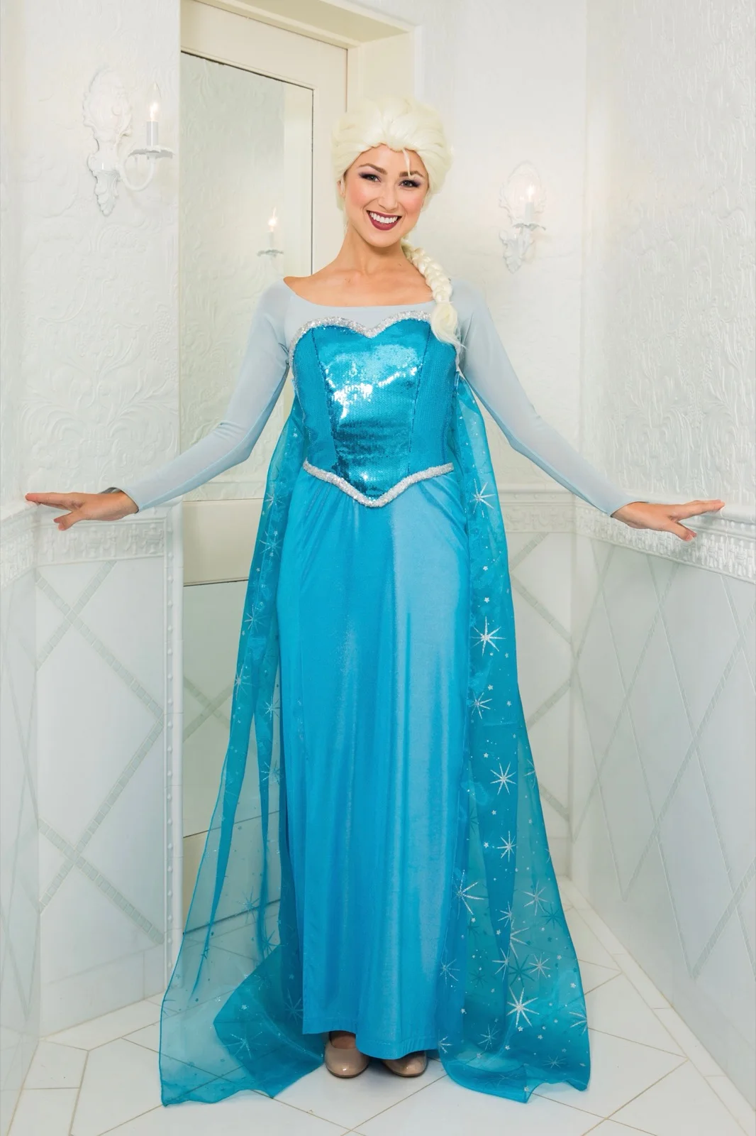 Snow Queen party character in San Diego