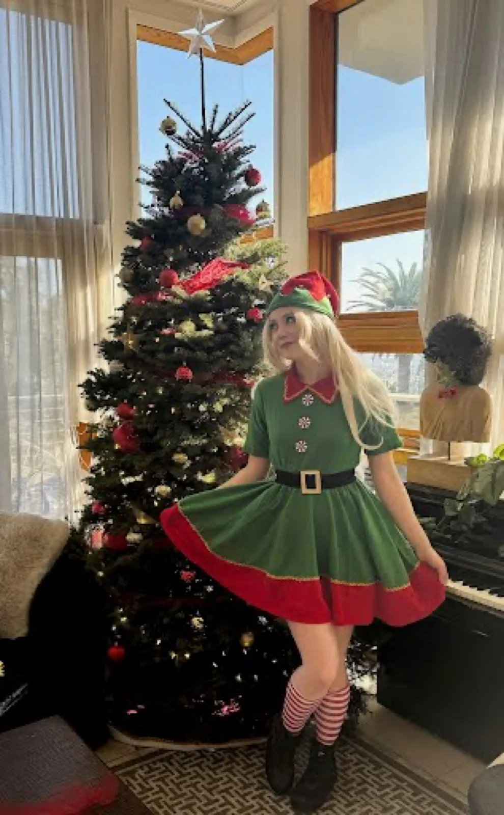 Holiday Elf party character in San Diego