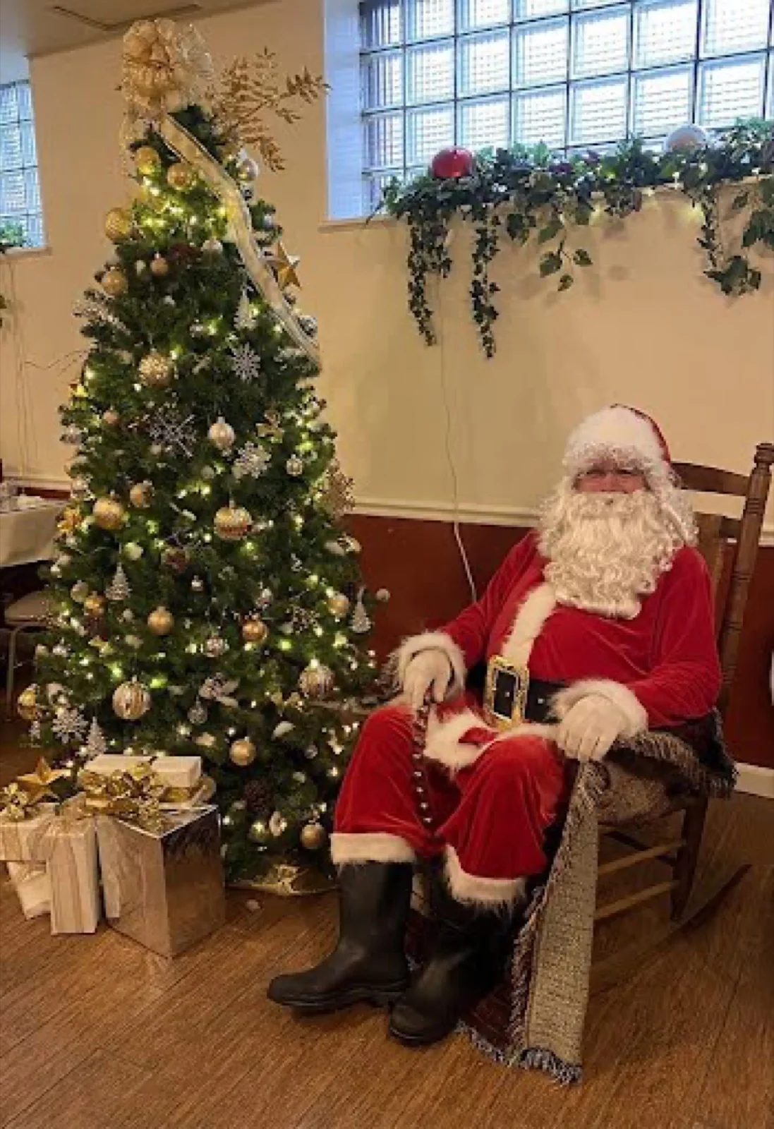 Santa party character in San Diego