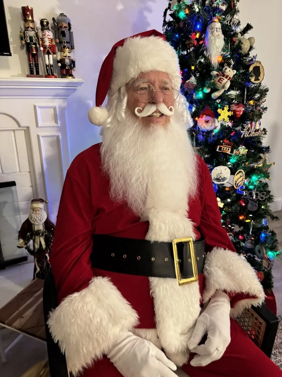 Santa party character in San Diego